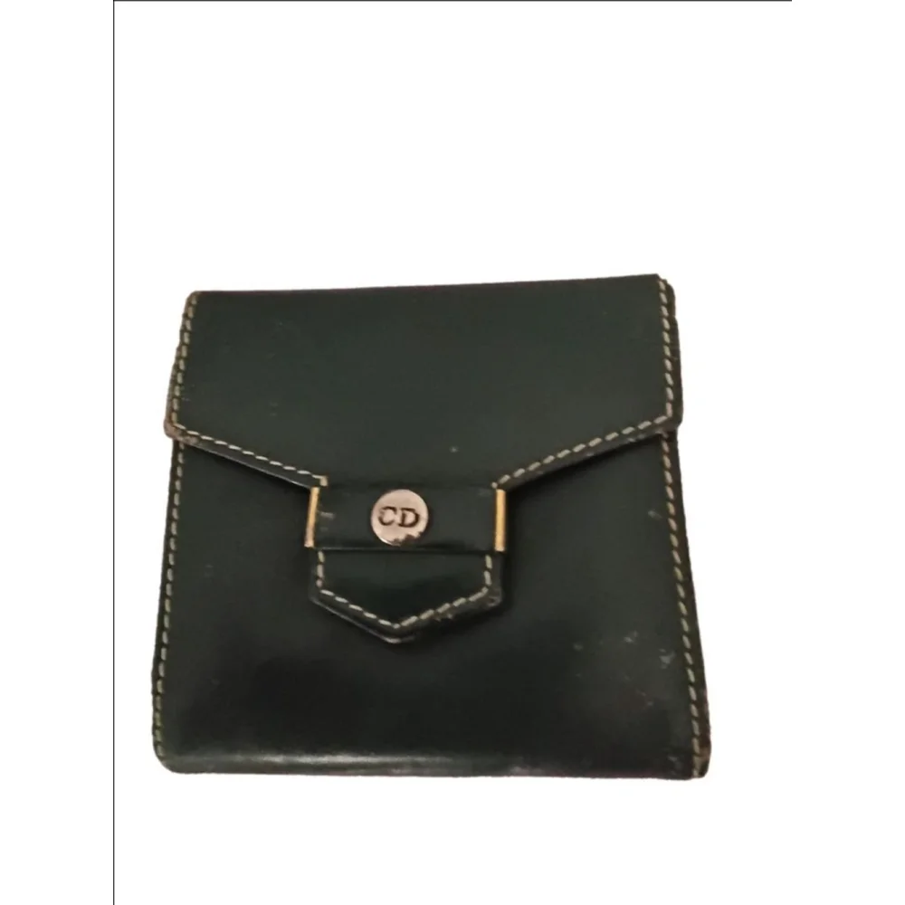 NEW ARRIVAL- Christian Dior Green Leather Vintage Bifold Compact Wallet